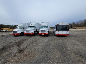 CDL training trucks in training arena